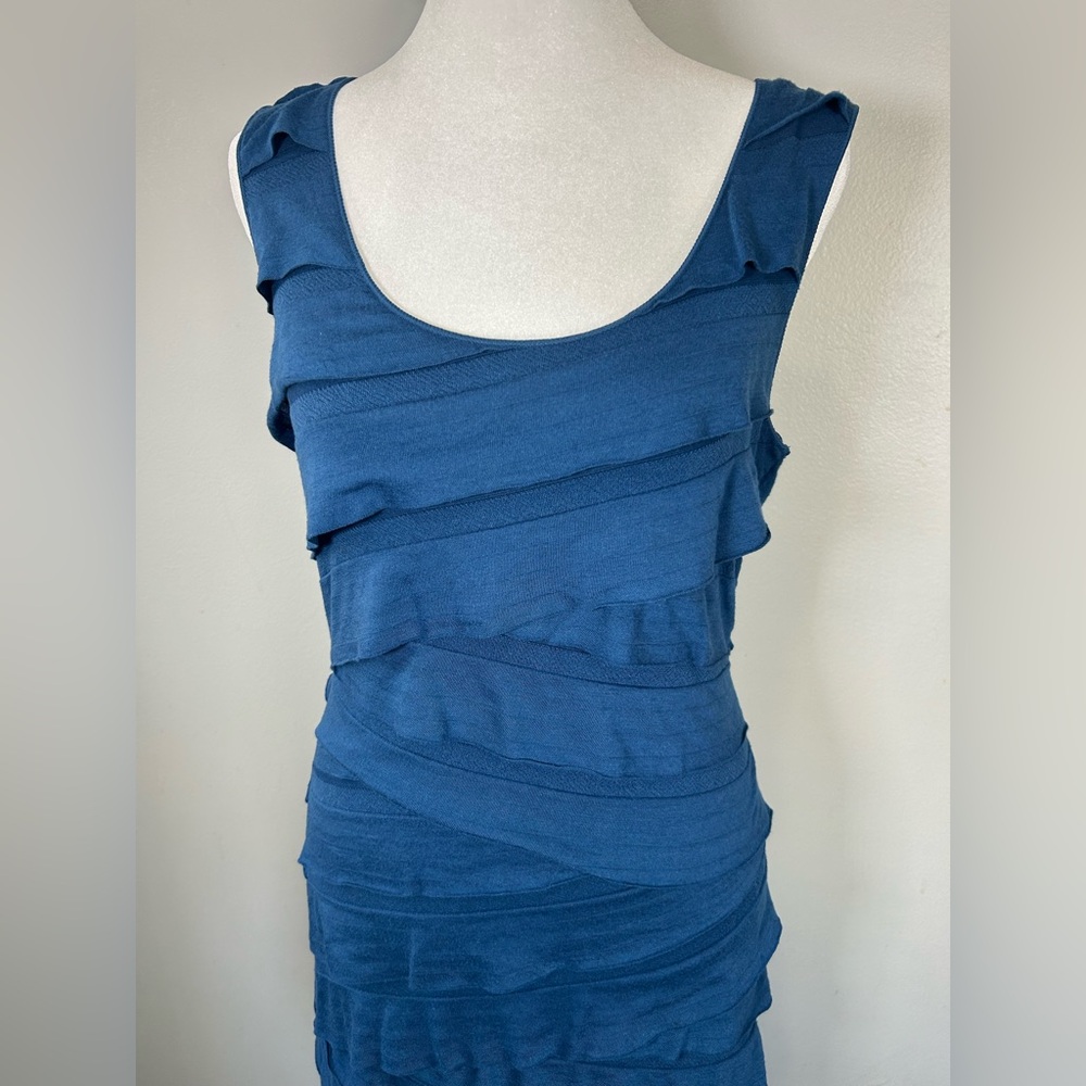 Max Studio Women’s Dress Sleeveless Ruffled Teal Blue - Picture 3 of 6